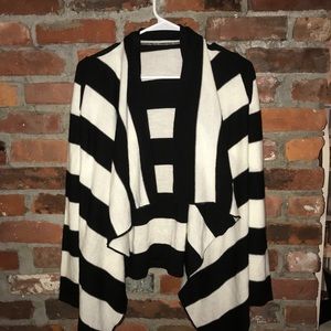 Black and White Striped Cardigan